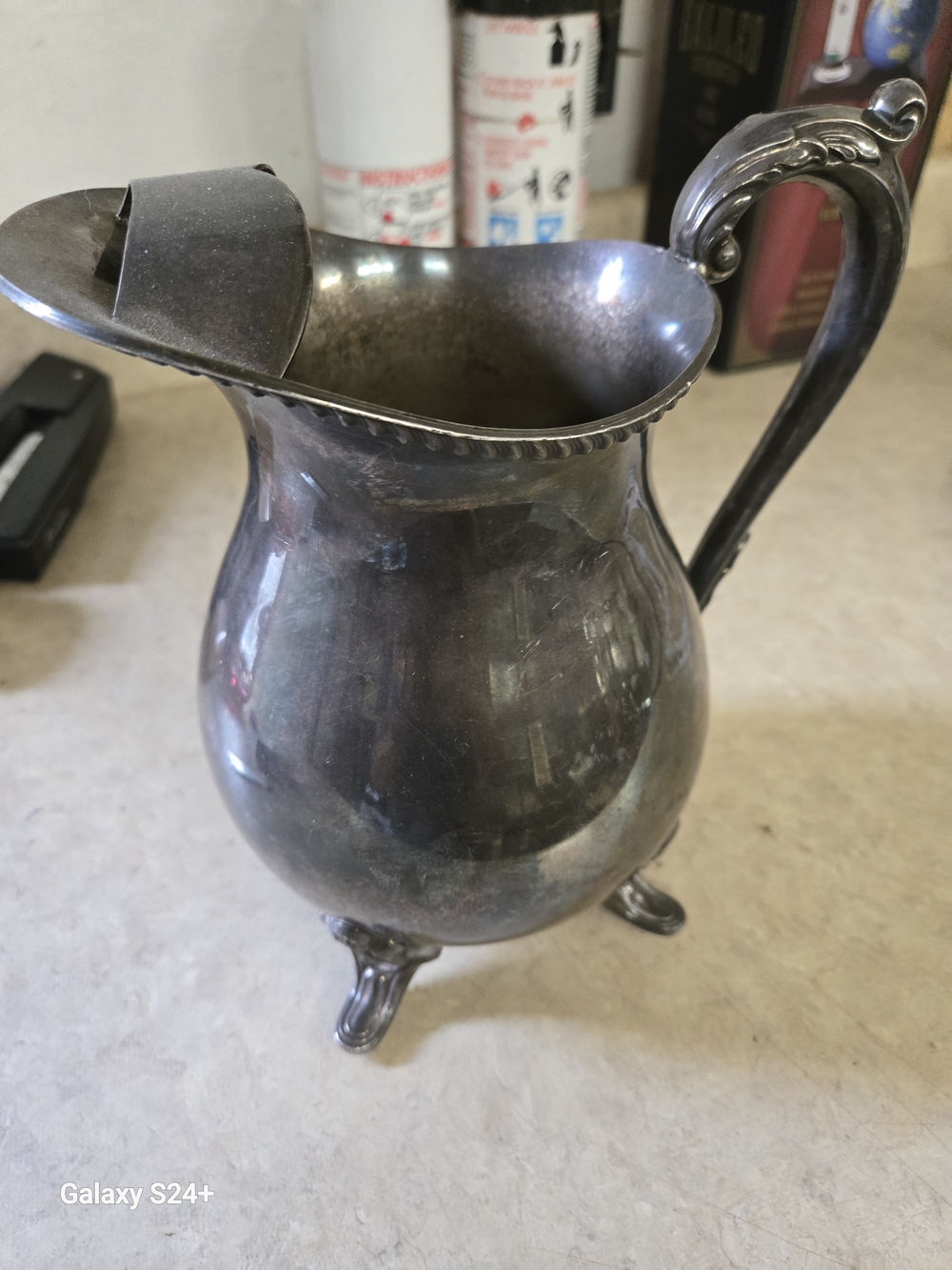 Silver-Tone Decorative Pitcher - Classic Metal Home Accent